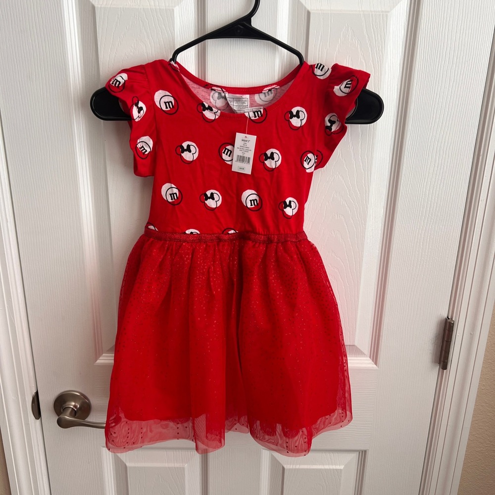 M&M's New Minnie‎ Mouse Dress Red Tutu Toddler Girl's Dress Disney Size 2T